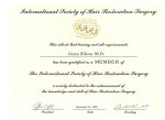 ISHRS tagsági diploma dr. Sikos